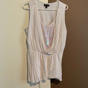 Sequins white peplum top sz xl
